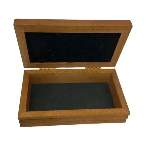 Wooden Jewelry Box Rag Dolls on Shelf Folk Art Print Hinged Lid Country Vintage - Picture 6 of 9